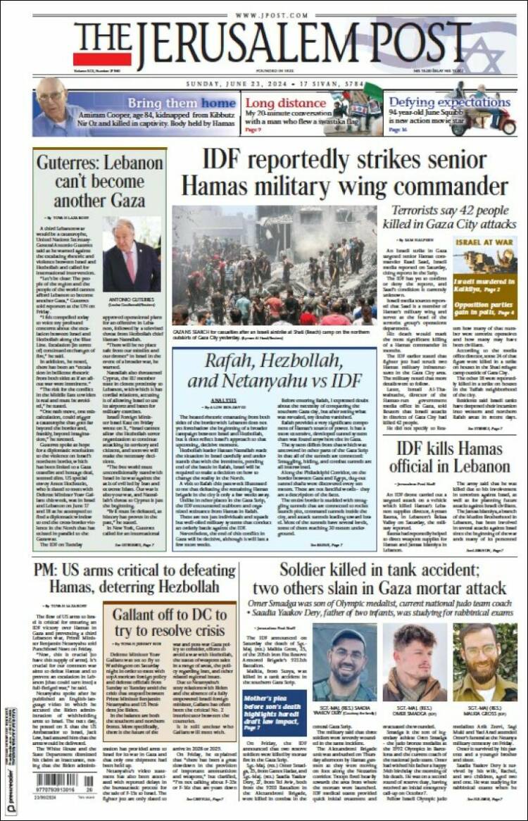 Portada de The Jerusalem Post (Israel)