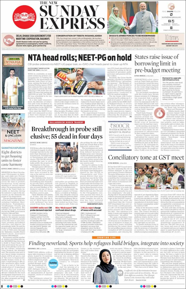 Portada de New Indian Express (India)
