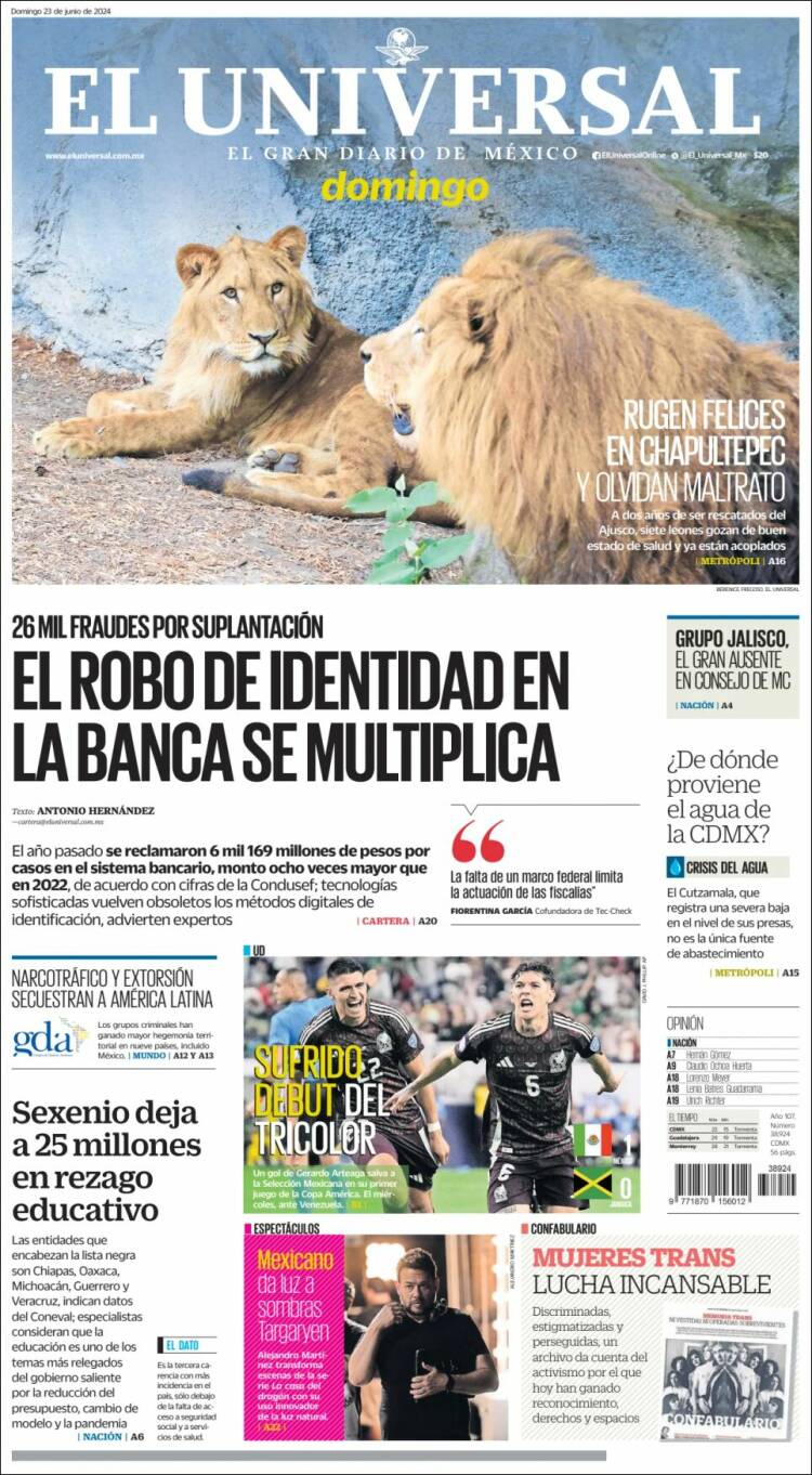 Portada de El Universal (M&eacute;xico)