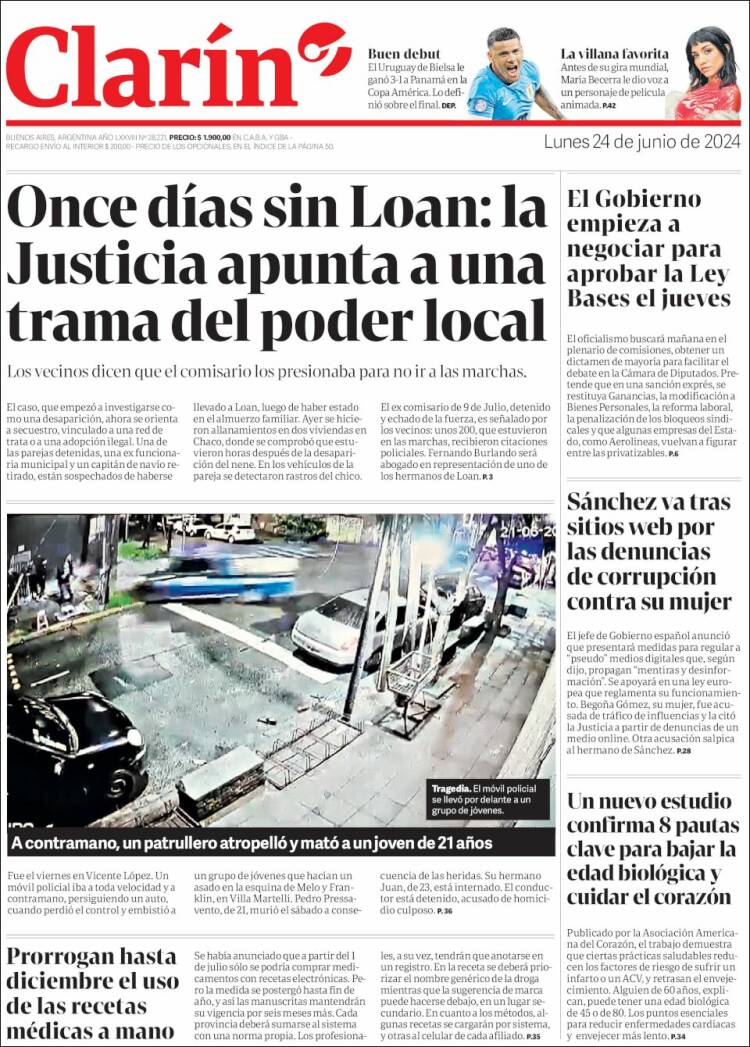 Portada de Clarín (Argentina)
