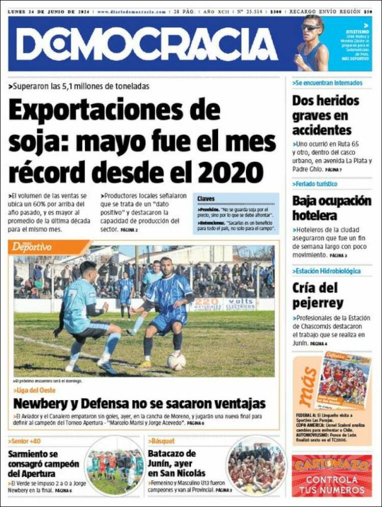 Portada de Diario Democracia (Argentina)