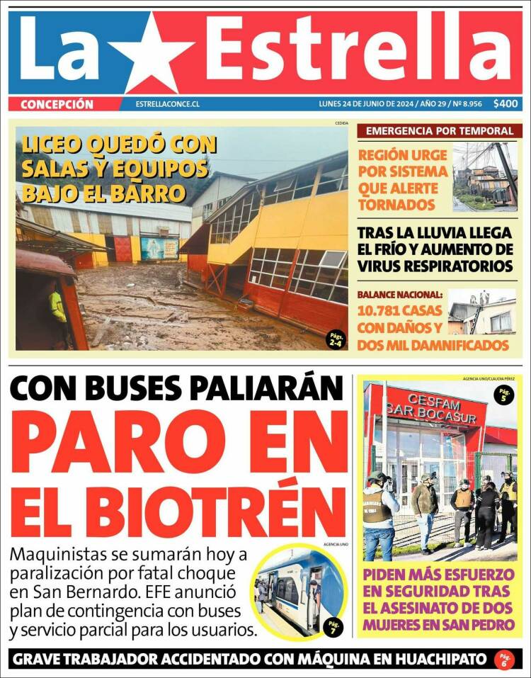 Portada de La Estrella de Concepción (Chile)