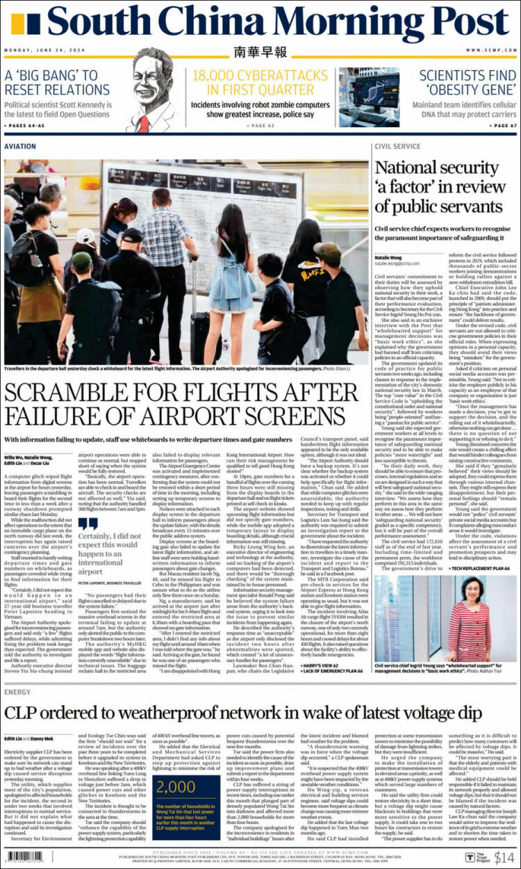 Portada de South China Morning Post (China)