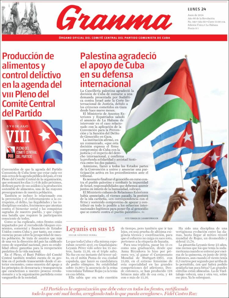 Portada de Granma (Cuba)