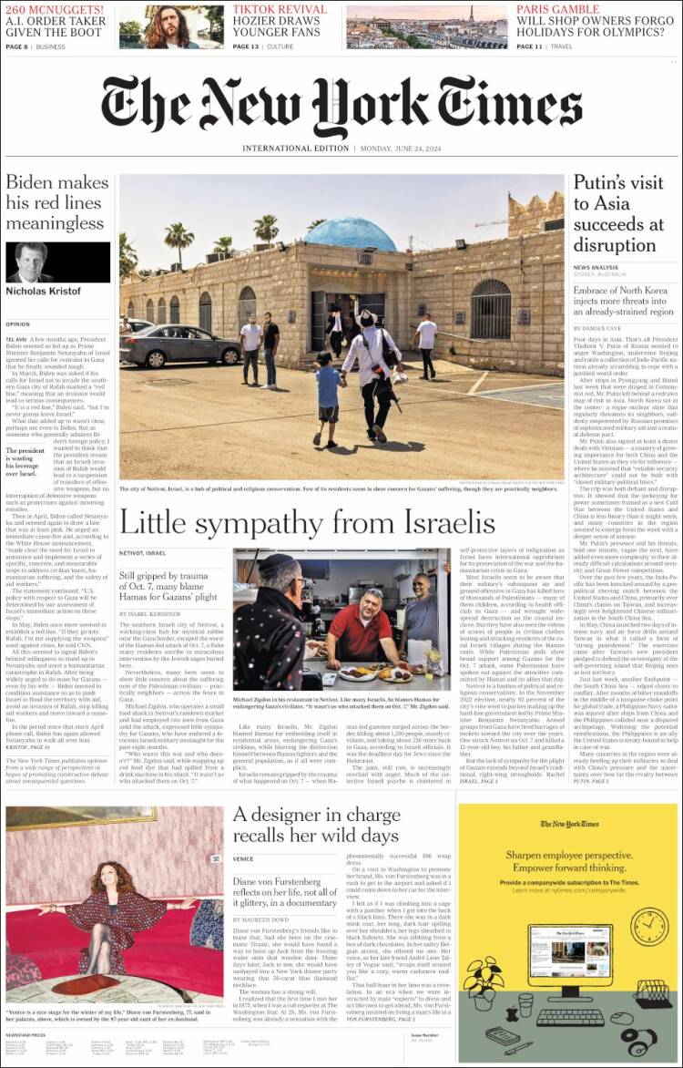 Portada de International New York Times (Europa)