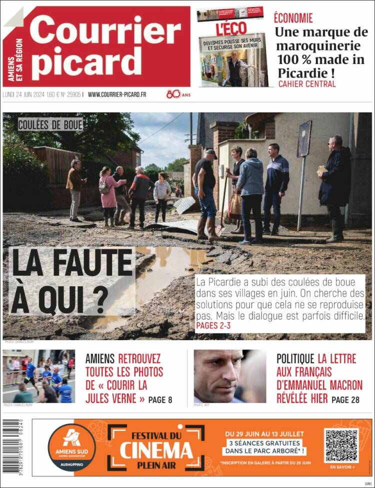Portada de Courrier Picard (Francia)