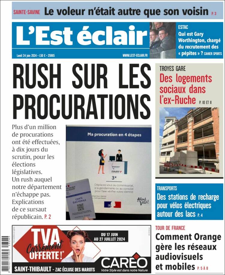 Portada de L'Est Eclair (Francia)