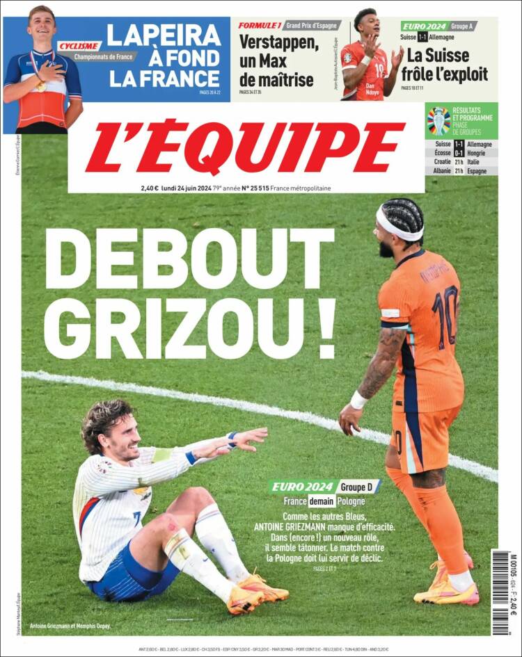 Portada de L'Equipe (Francia)