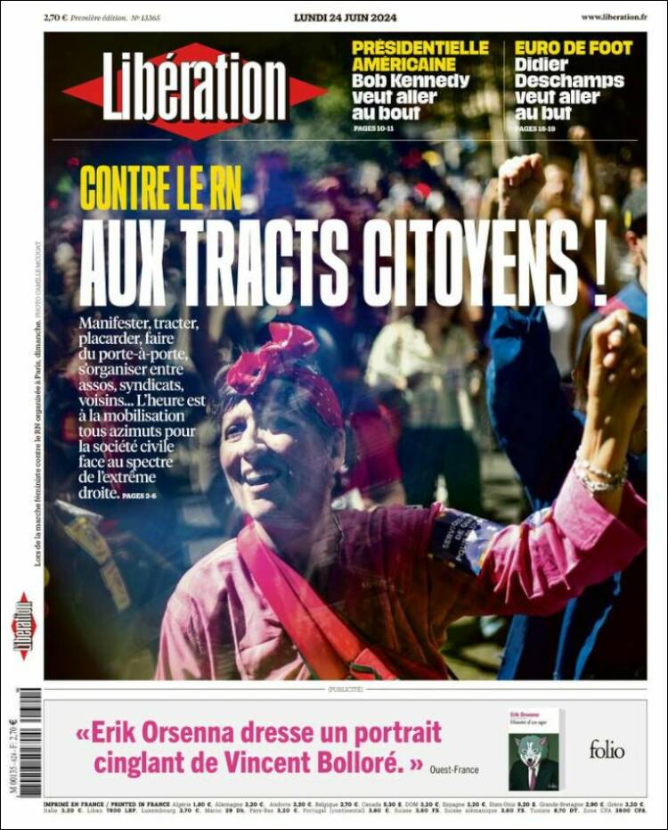 Portada de Libération (Francia)