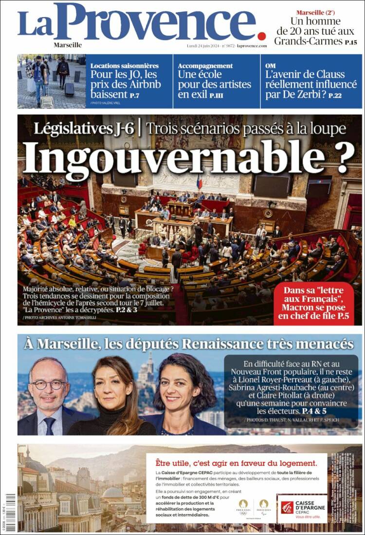 Portada de La Provence (Francia)