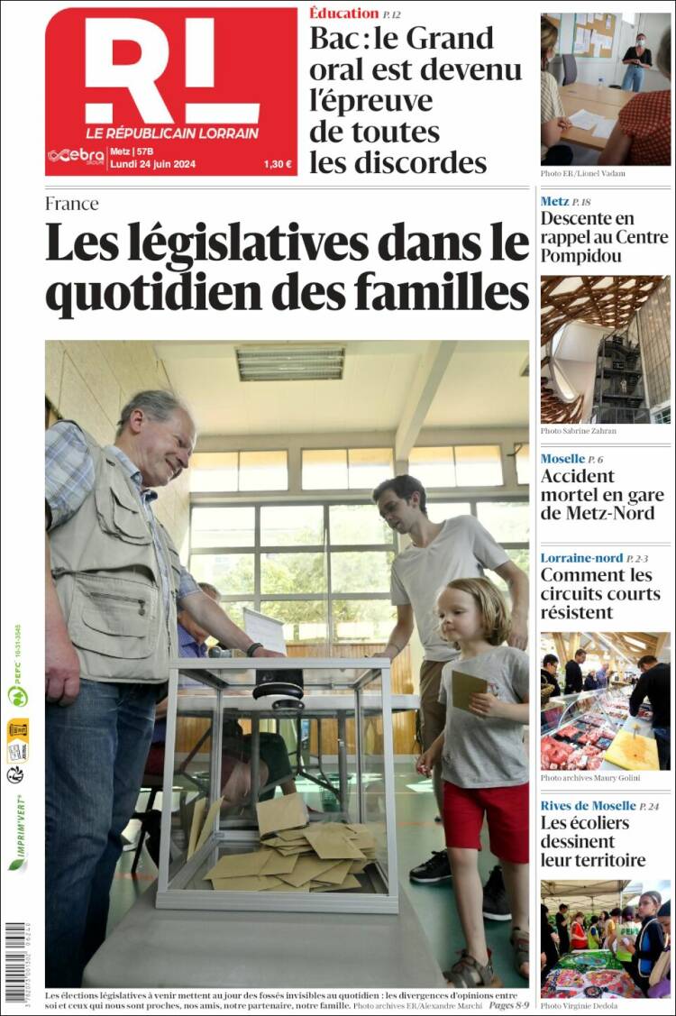 Portada de Le Republicain Lorrain (Francia)