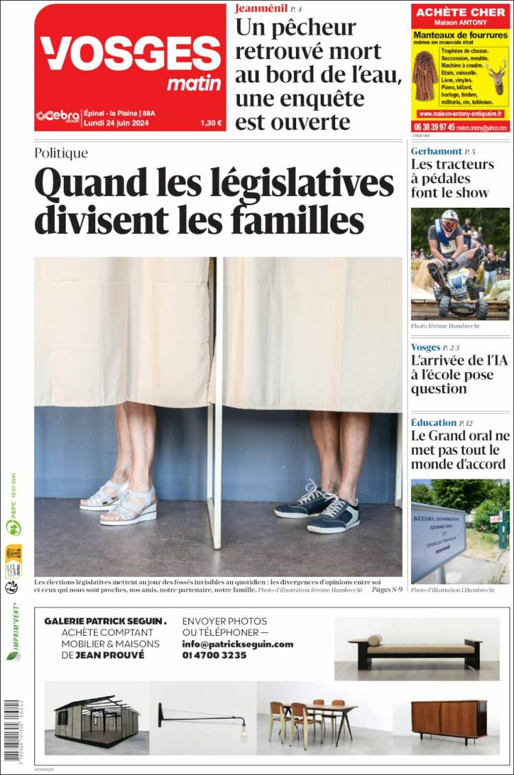 Portada de Vosges Matin (Francia)