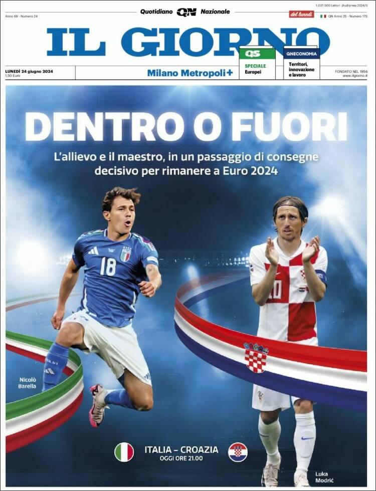 Portada de Il Giorno (Italia)