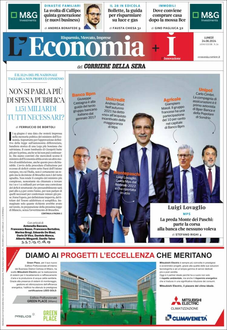 Portada de L'Economia (Italia)