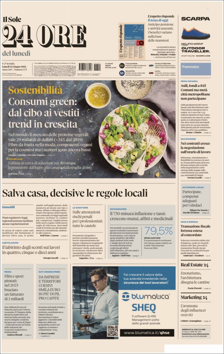 Portada de Il Sole 24 ORE (Italia)
