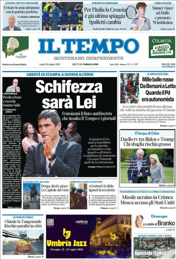 Portada de Il Tempo (Italia)
