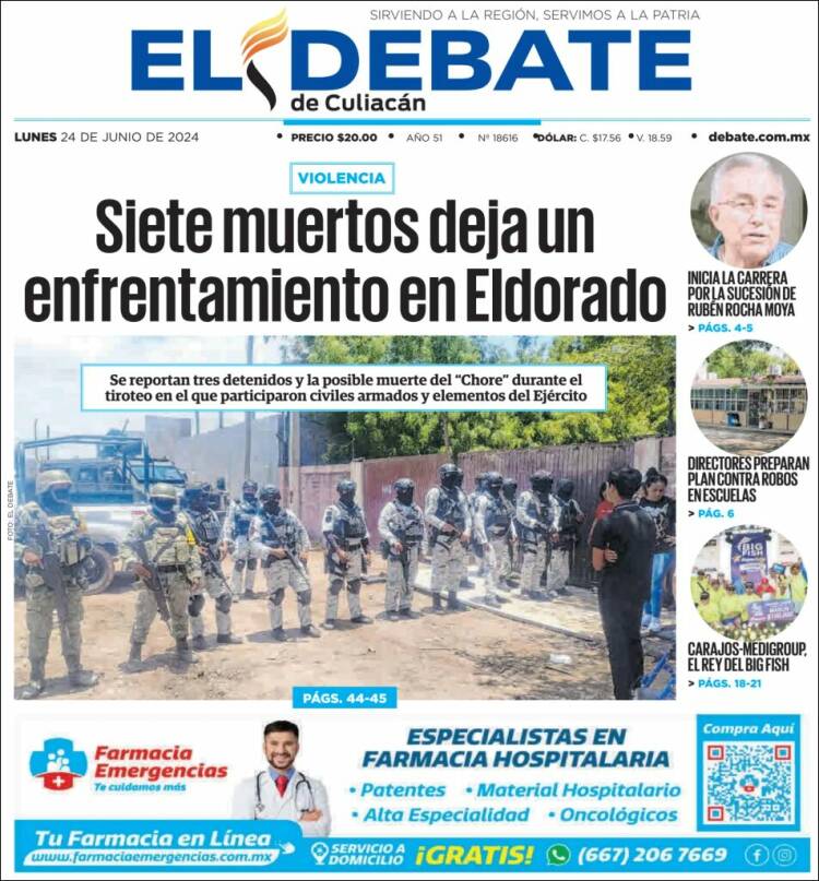 Portada de El Debate de Culiacán (México)