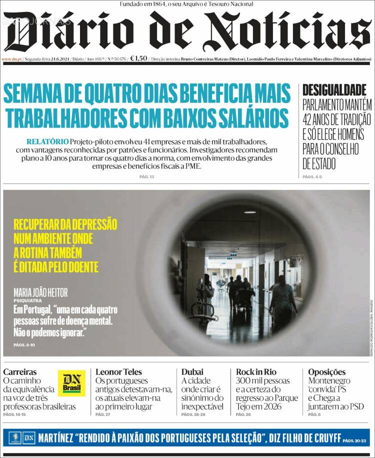 Portada de Diário de Noticias (Portugal)