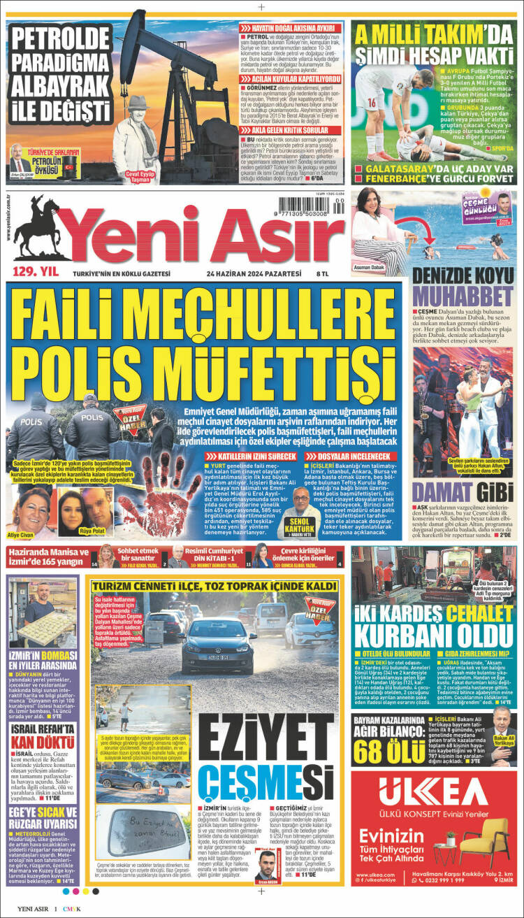 Portada de Yeni Asır (Turqu&iacute;a)