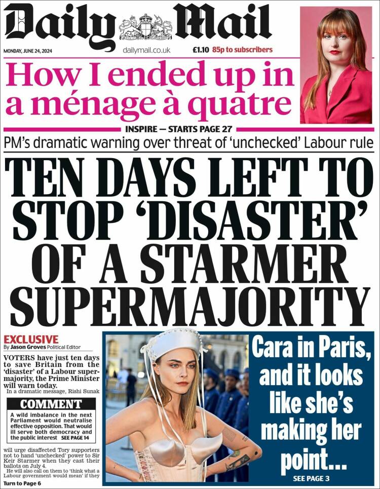 Portada de Daily Mail (Reino Unido)