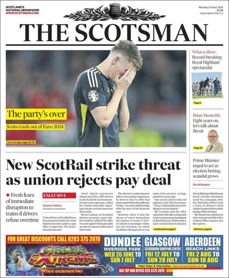 Portada de The Scotsman (Reino Unido)