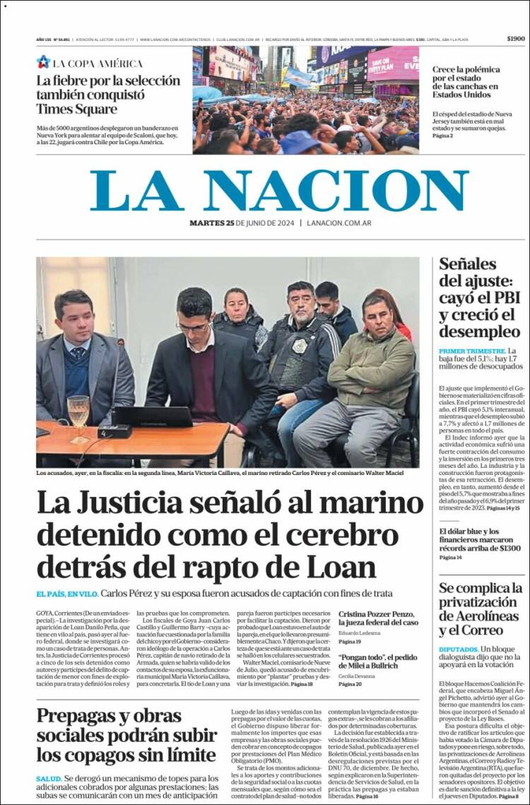 Portada de La Nación (Argentina)