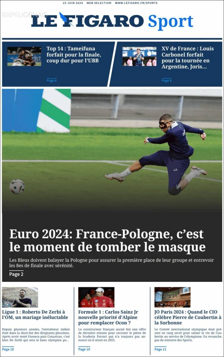 Portada de Le Figaro Sport (Francia)