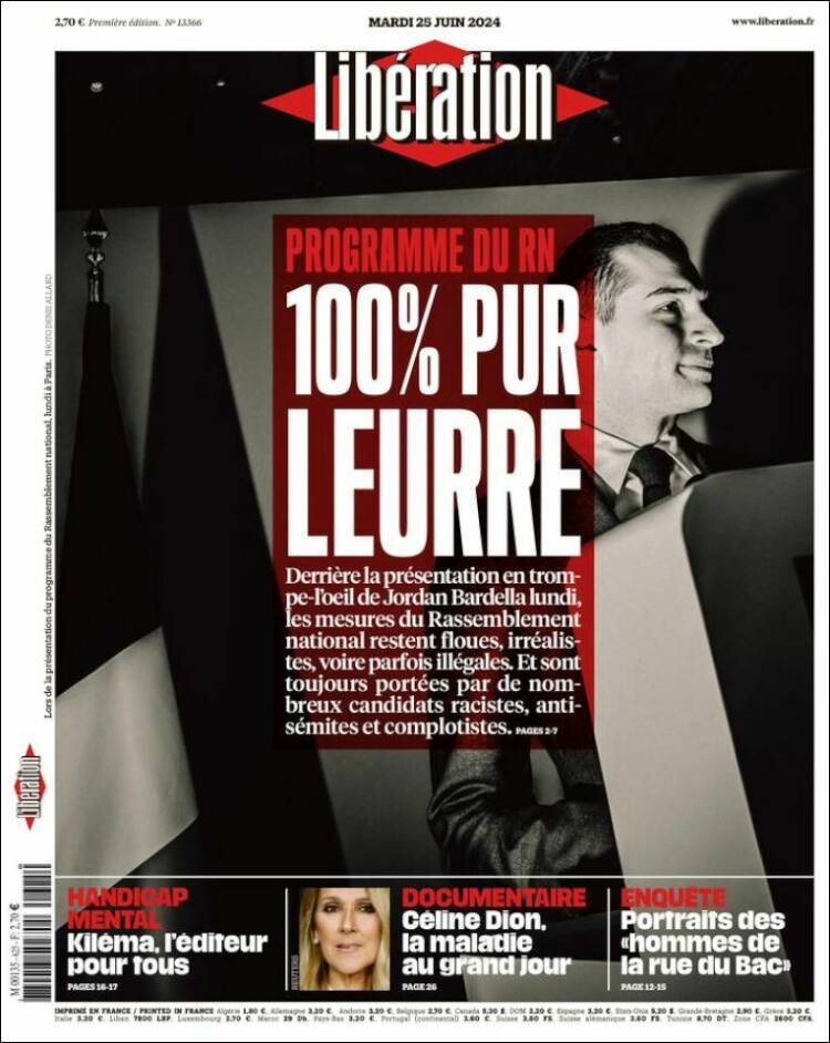 Portada de Libération (Francia)