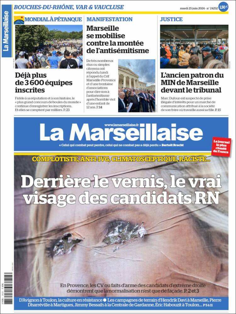 Portada de La Marseillaise (Francia)