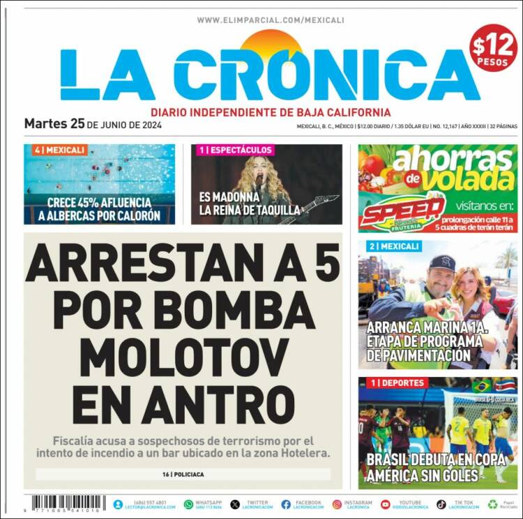 Portada de La Crónica de Baja California (M&eacute;xico)