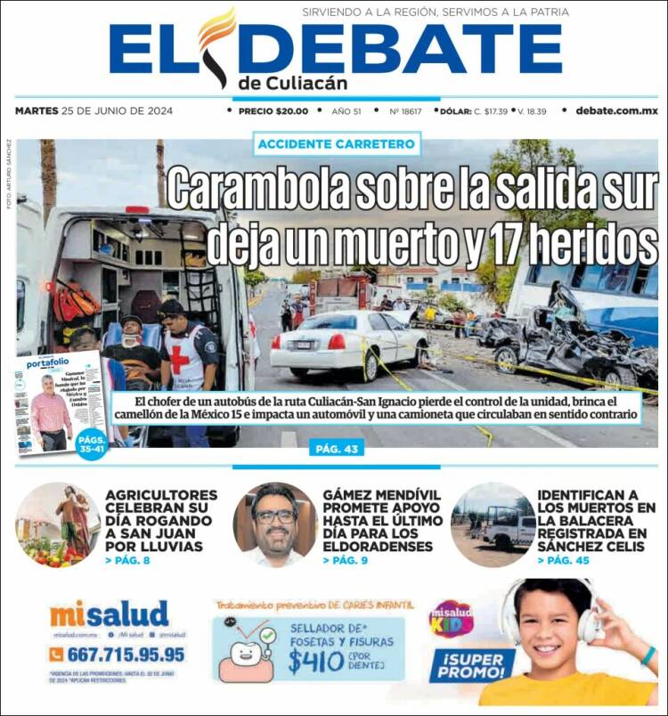 Portada de El Debate de Culiacán (M&eacute;xico)