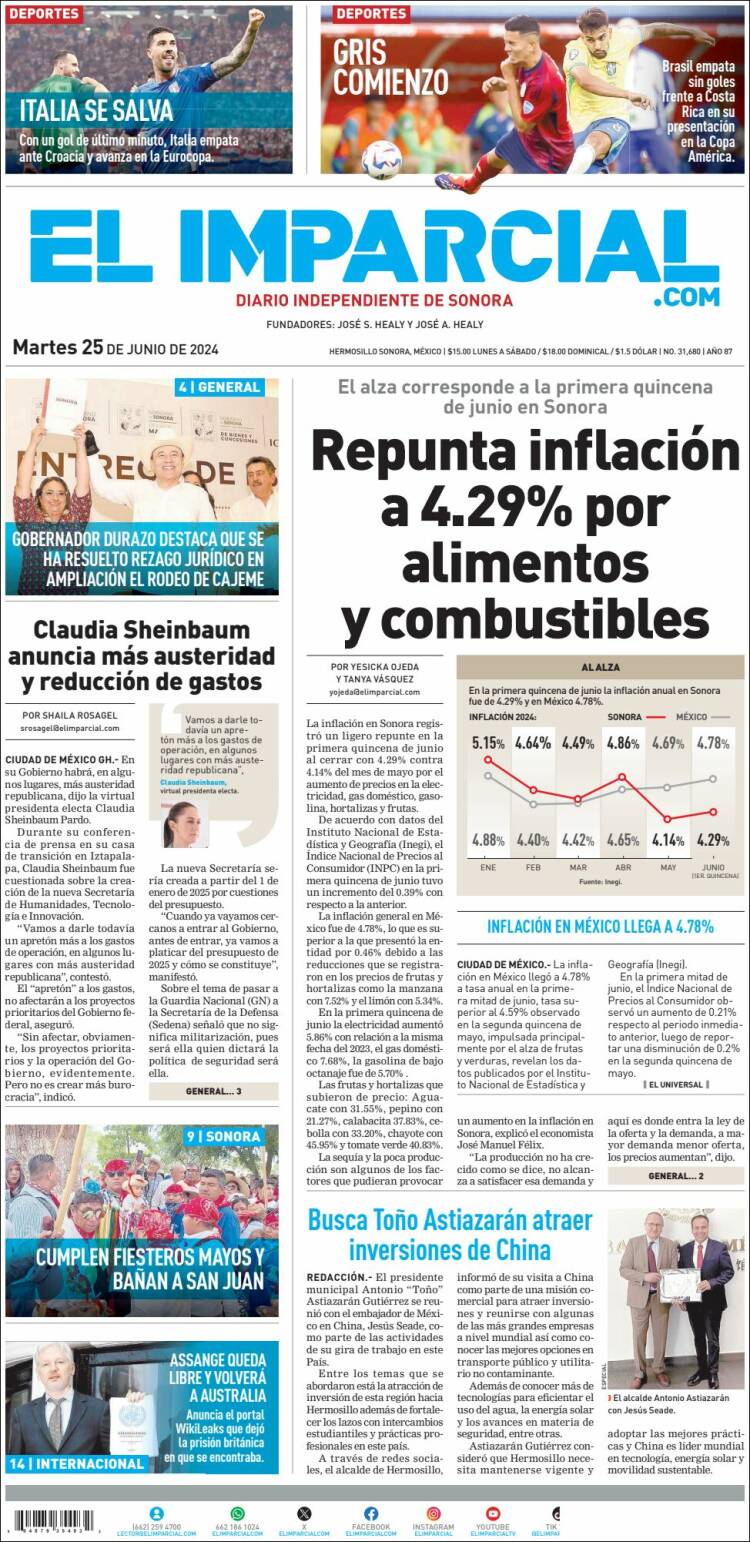 Portada de El Imparcial (M&eacute;xico)