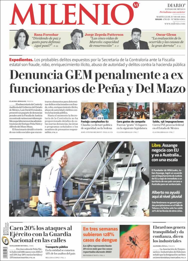 Portada de Milenio - Estado de México (M&eacute;xico)