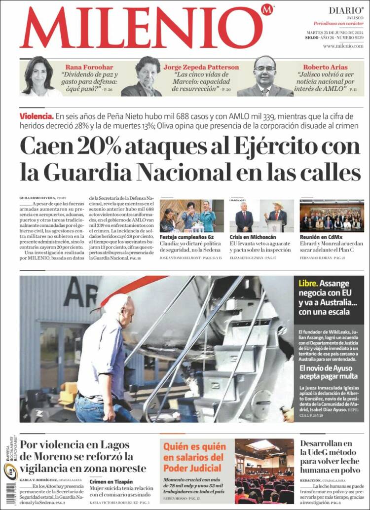Portada de Milenio - Jalisco (M&eacute;xico)