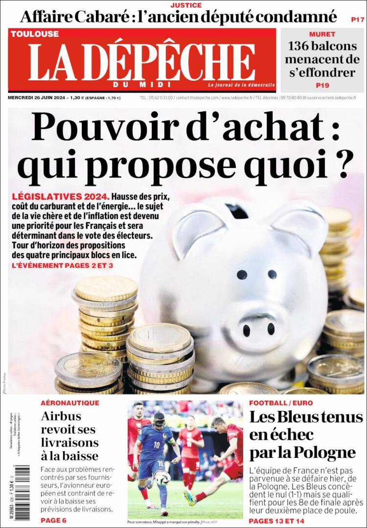 Portada de La Dépêche du Midi (Francia)
