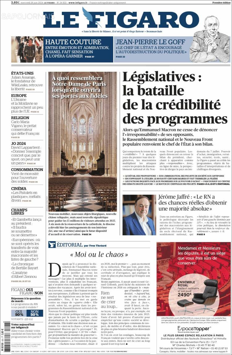 Portada de Le Figaro (Francia)