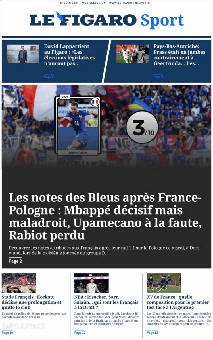Portada de Le Figaro Sport (Francia)