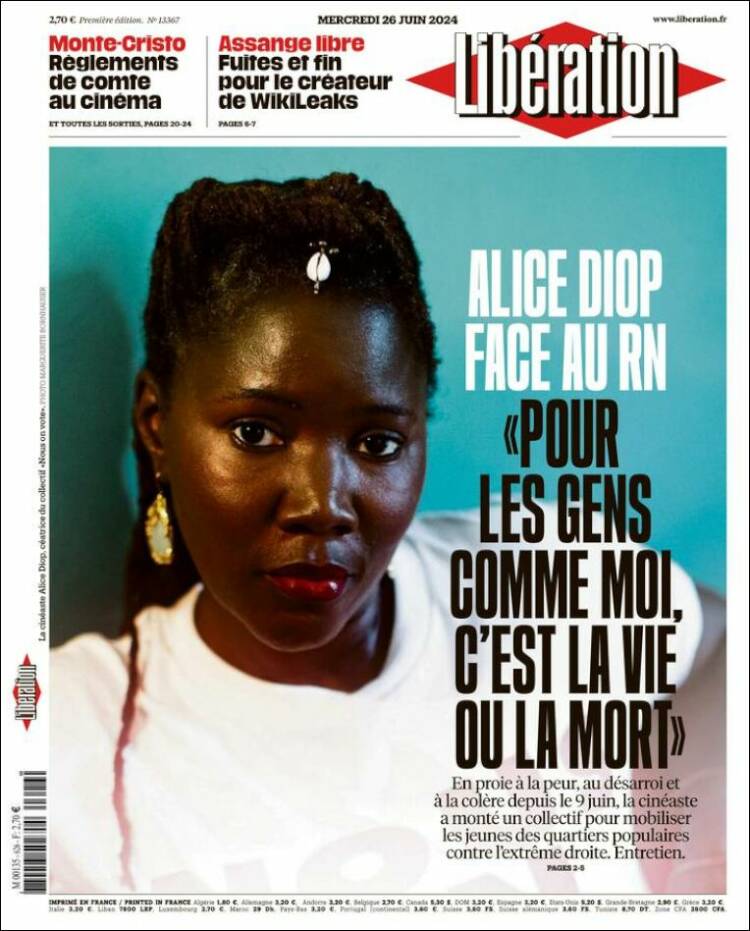 Portada de Libération (Francia)