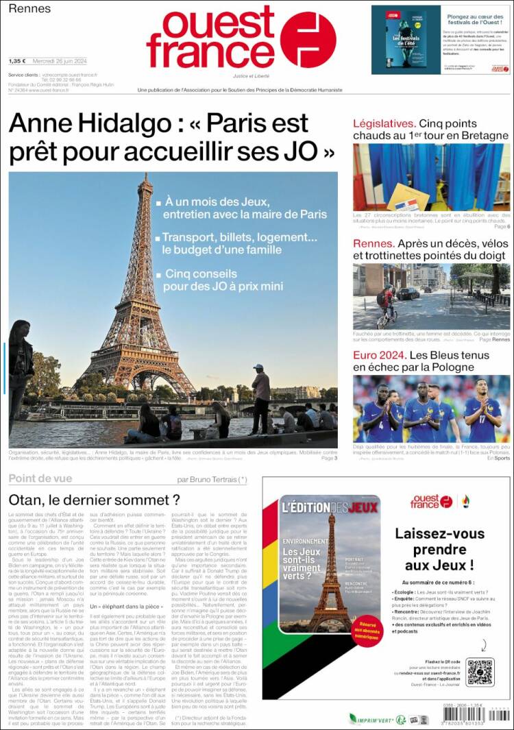 Portada de Ouest France (Francia)