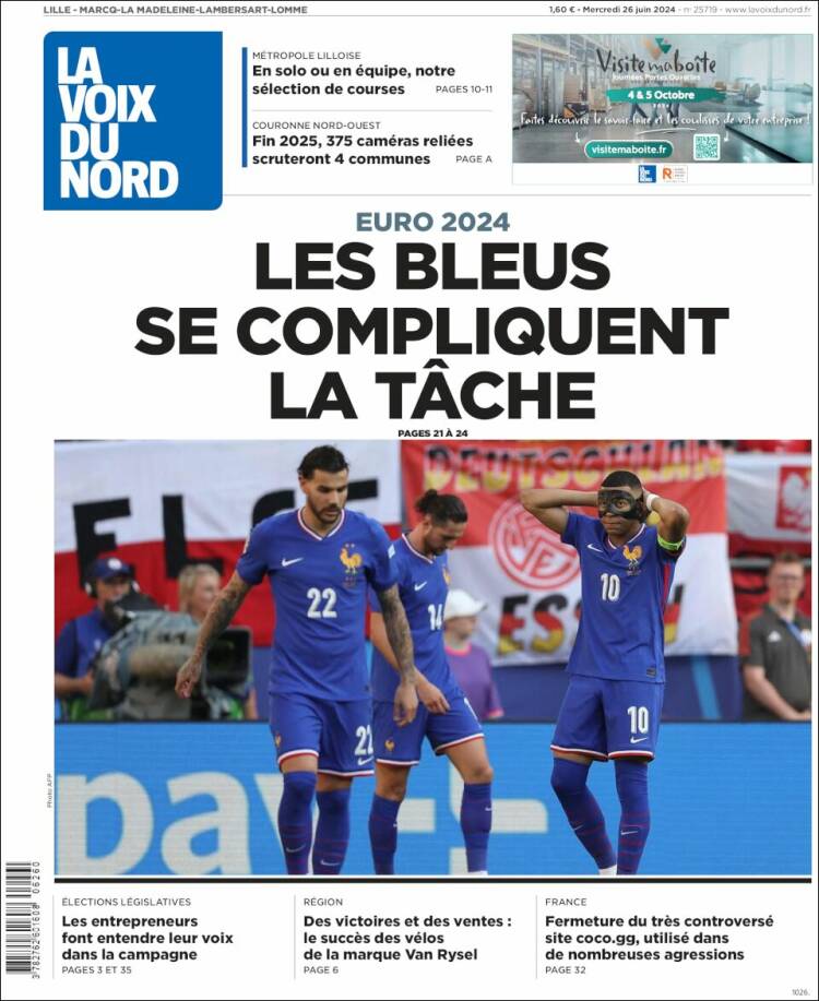 Portada de La Voix du Nord (Francia)