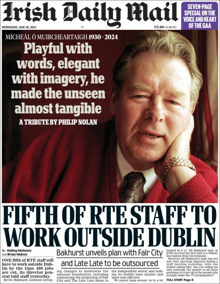 Portada de Irish Daily Mail (Irlanda)