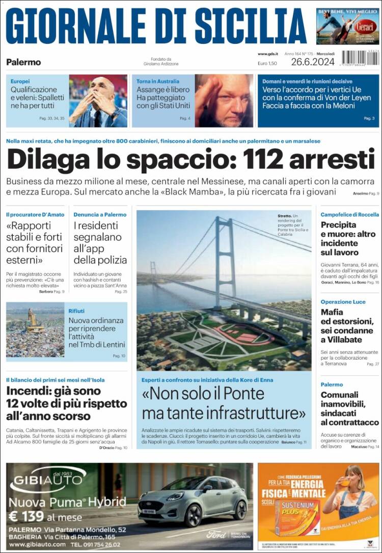 Portada de Giornale di Sicilia (Italia)