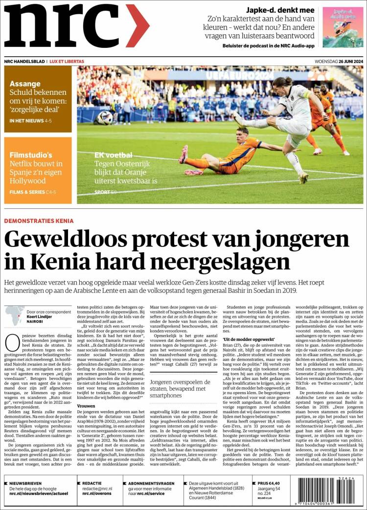 Portada de NRC Handelsblad (Pa&iacute;ses Bajos)