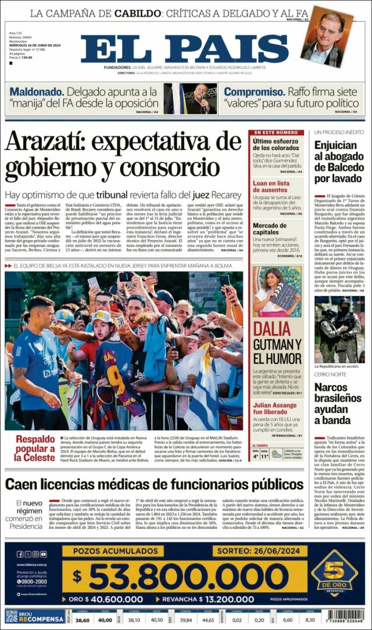Portada de El País (Uruguay)