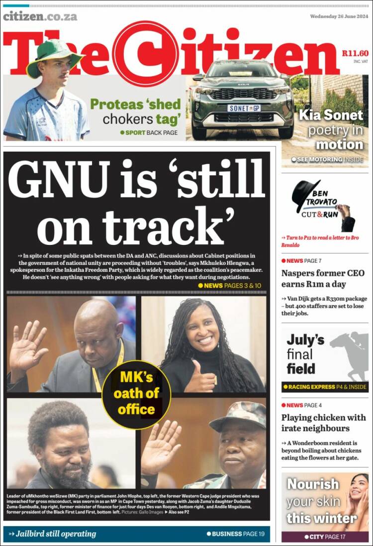 Portada de The Citizen (Sud&aacute;frica)
