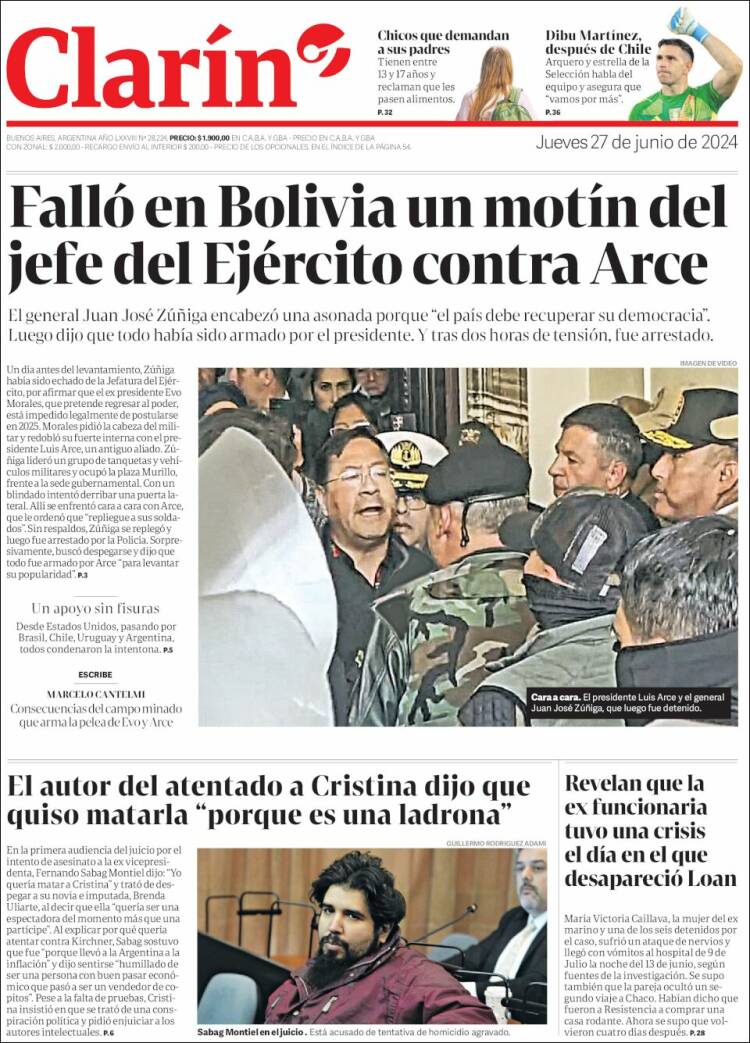 Portada de Clarín (Argentina)