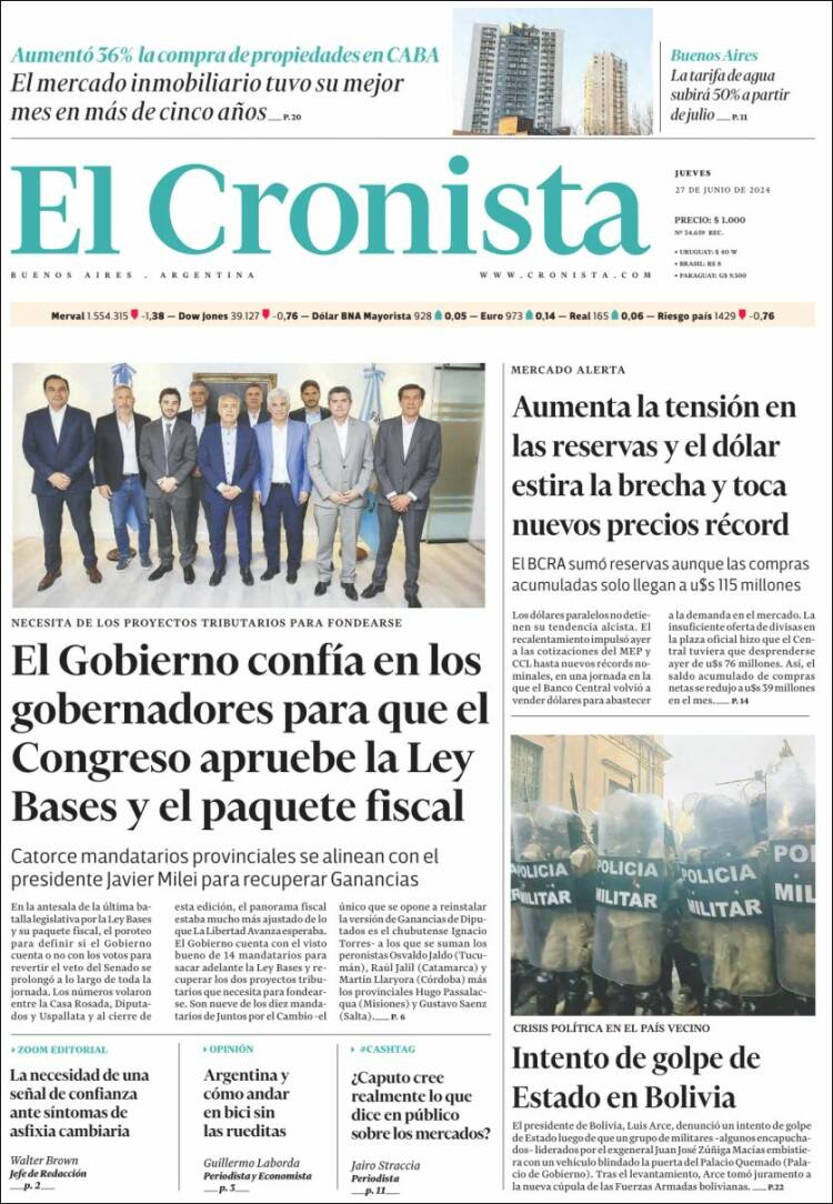Portada de El Cronista Comercial (Argentina)