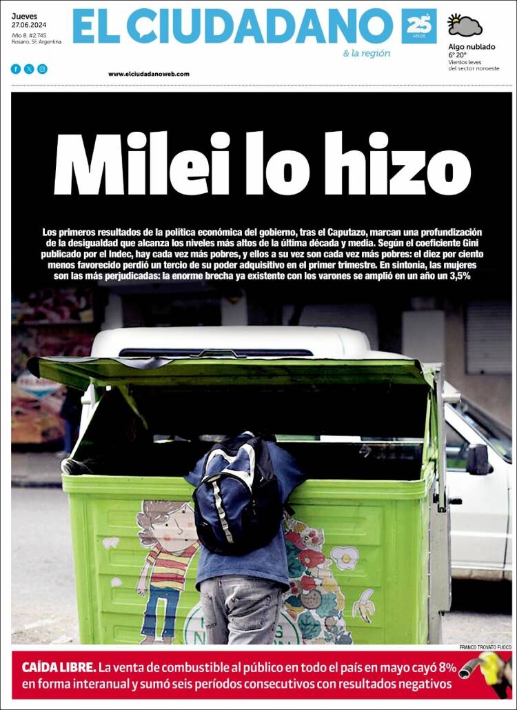 Portada de Diario El Ciudadano (Argentina)