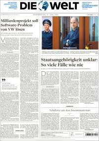 Portada de Die Welt (Alemania)