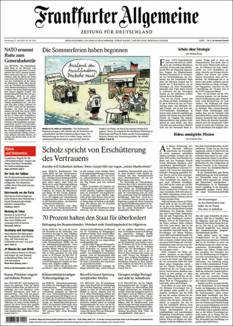 Portada de Frankfurter Allgemeine (Alemania)
